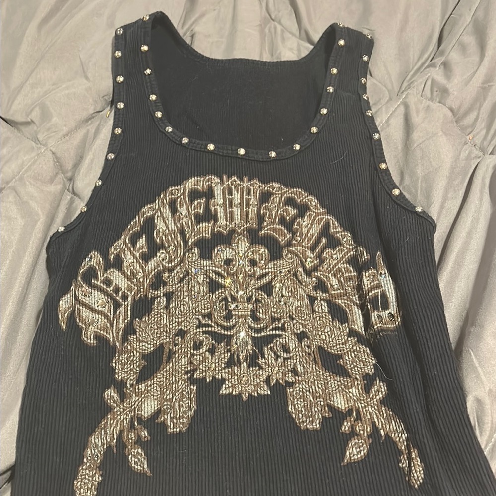 Embellished Black Tank Top